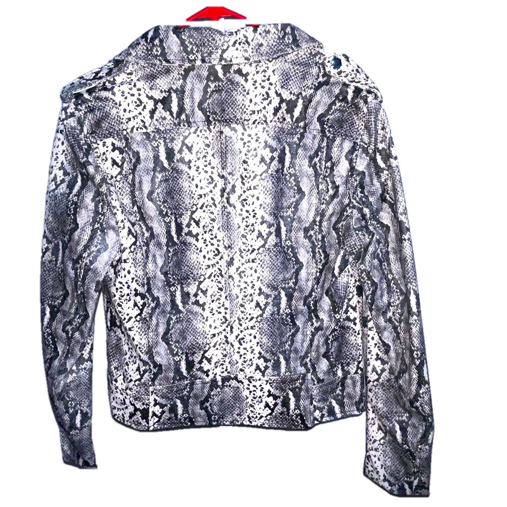Philosophy Faux Leather Snakeskin Moto Jacket Cropped Edgy Layers Womens Medium - Picture 3 of 8